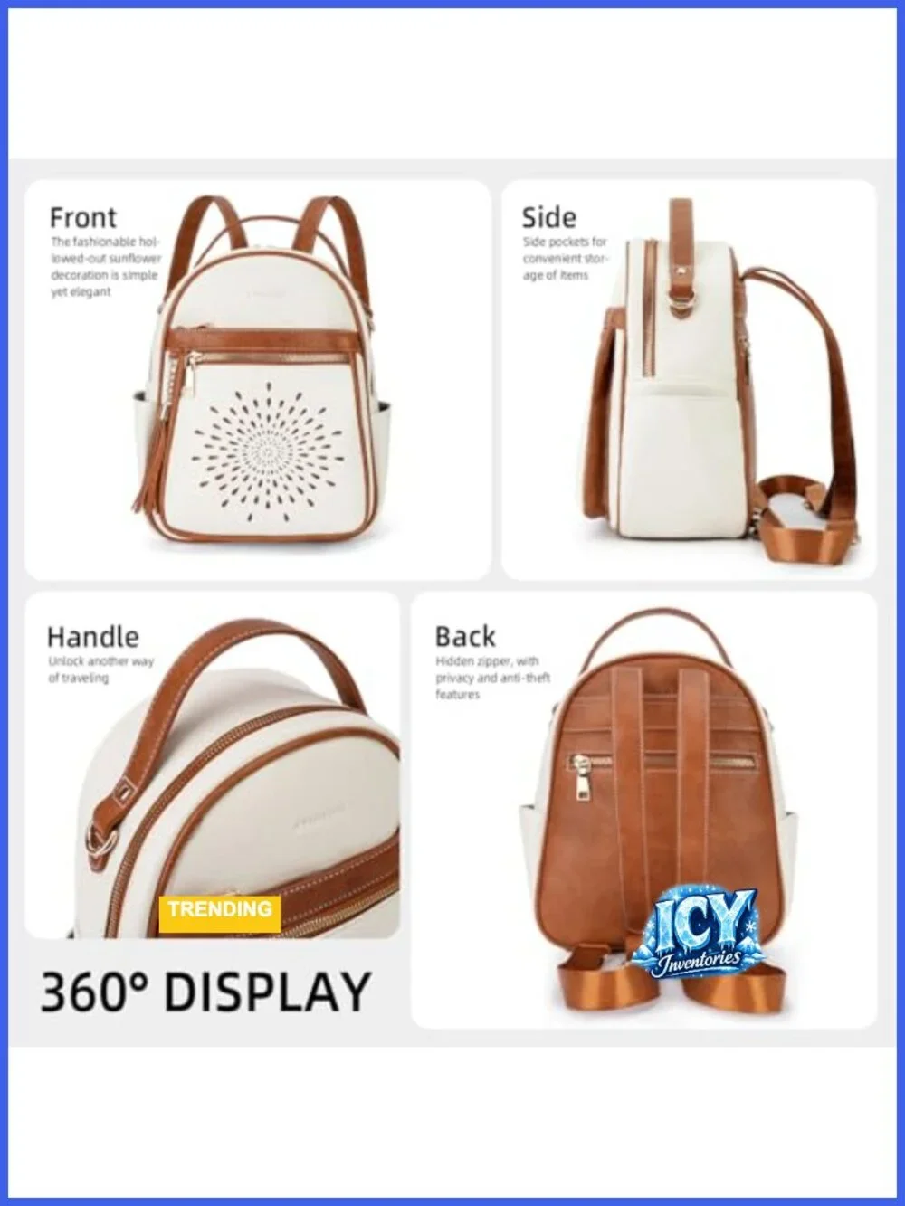 Women's Small PU Leather Backpack Purse Casual Travel Daypack Waterproof